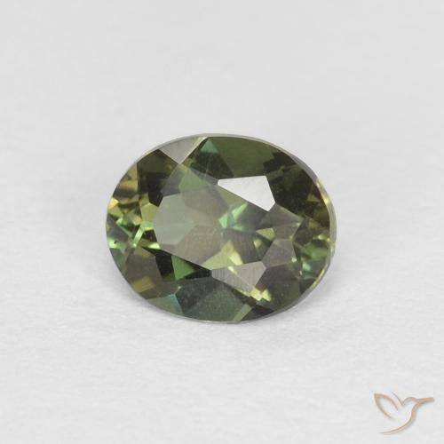 Rupin del grano Verde marroncino naturale da 0.38 ct, Ovale, VVS