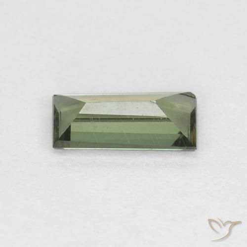 Rupin del grano Verde marroncino naturale da 0.30 ct, Taglio a baguette, VVS