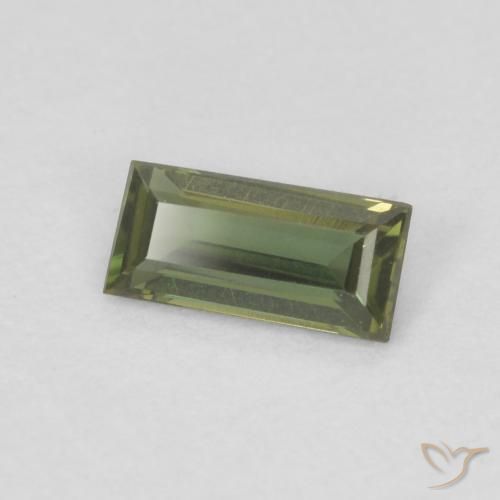 Rupin del grano Verde scuro naturale da 0.27 ct, Taglio a baguette, VVS-VS