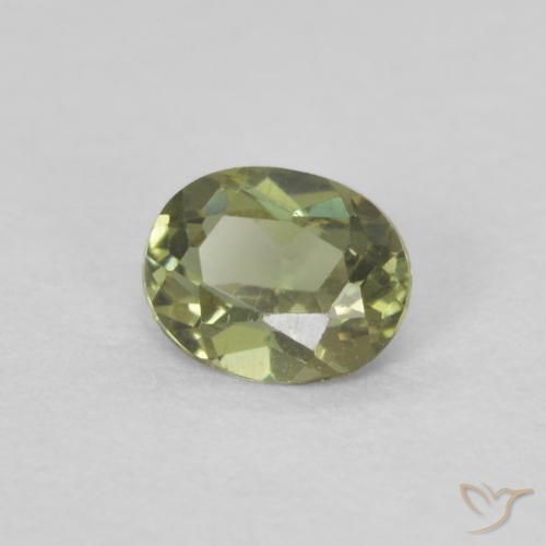 Rupin del grano Caldo bosco verde naturale da 0.25 ct, Ovale, VVS-VS