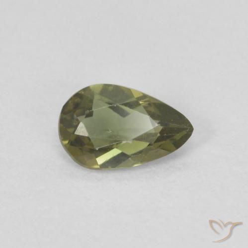 Rupin del grano Verde scuro naturale da 0.24 ct, Forma a pera, VVS-VS