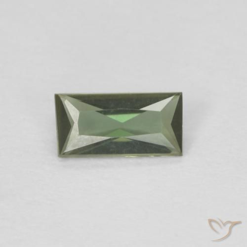 0.25ct Naturale Verde marroncino Rupin del grano, Taglio a baguette, VVS