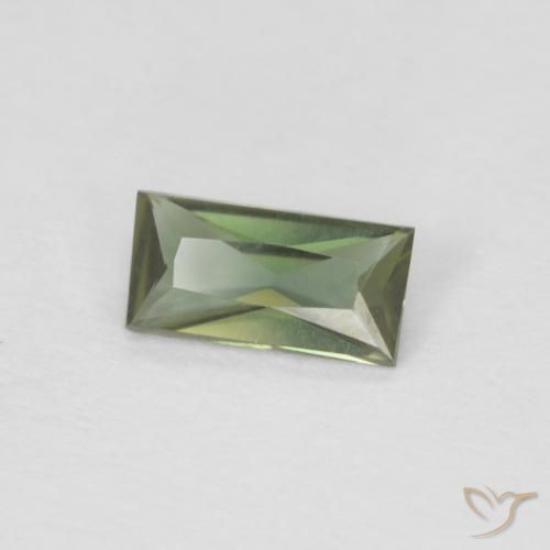 Rupin del grano Verde marroncino naturale da 0.25 ct, Taglio a baguette, VVS