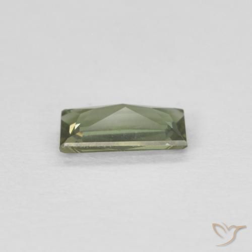 Rupin del grano Verde marroncino naturale da 0.25 ct, Taglio a baguette, VVS