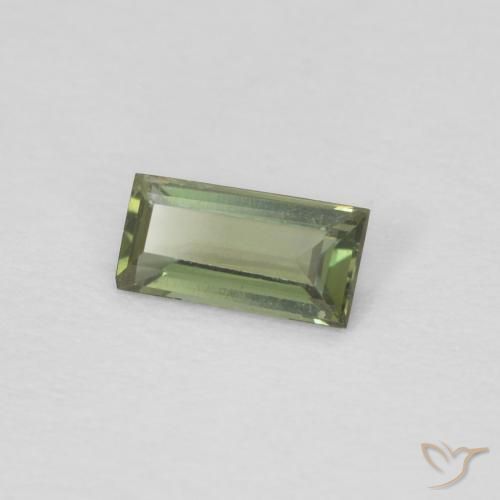 Rupin del grano Verde scuro naturale da 0.20 ct, Taglio a baguette, VVS