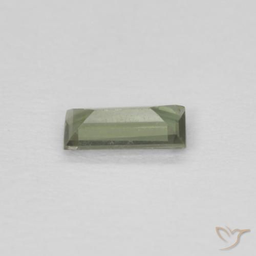 Rupin del grano Verde scuro naturale da 0.20 ct, Taglio a baguette, VVS