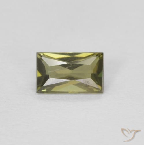 0.32ct Naturale Verde marroncino Rupin del grano, Taglio a baguette, VVS