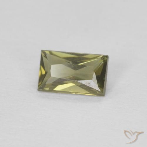 Rupin del grano Verde marroncino naturale da 0.32 ct, Taglio a baguette, VVS