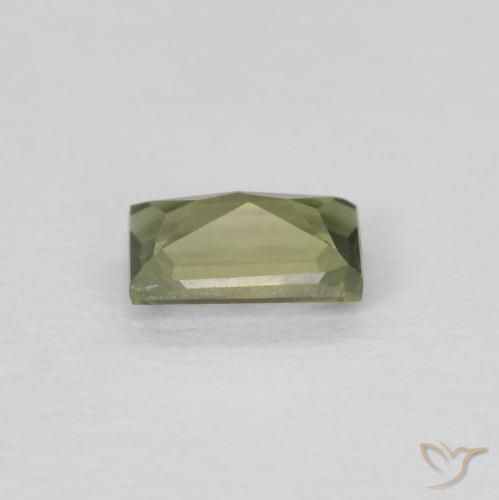 Rupin del grano Verde marroncino naturale da 0.32 ct, Taglio a baguette, VVS