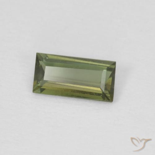 Rupin del grano Verde medio naturale da 0.25 ct, Taglio a baguette, VVS
