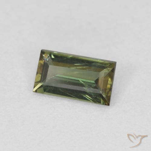 Rupin del grano Medium Light Green naturale da 0.40 ct, Taglio a baguette, VS