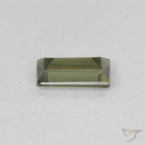 Rupin del grano Medium Light Green naturale da 0.40 ct, Taglio a baguette, VS
