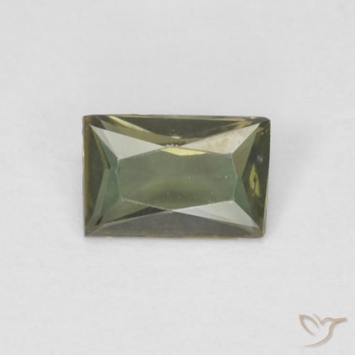 0.31ct Naturale Verde marroncino Rupin del grano, Taglio a baguette, VS