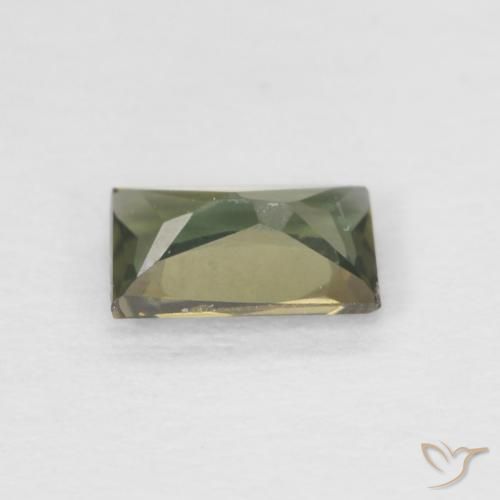 Rupin del grano Verde marroncino naturale da 0.31 ct, Taglio a baguette, VS