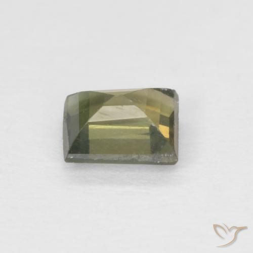 Rupin del grano Verde scuro naturale da 0.36 ct, Taglio a baguette, VS