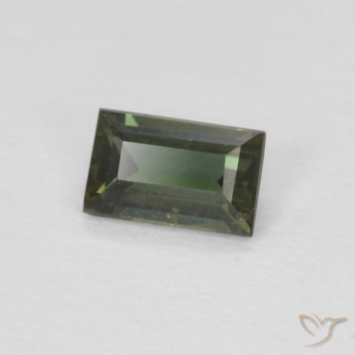 Rupin del grano Verde marroncino naturale da 0.27 ct, Taglio a baguette, VS