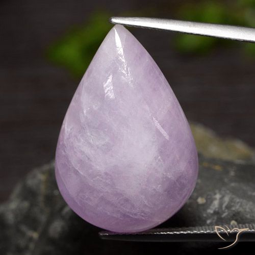 Kunzite naturale viola da 31,08 ct, taglio a pera, traslucido