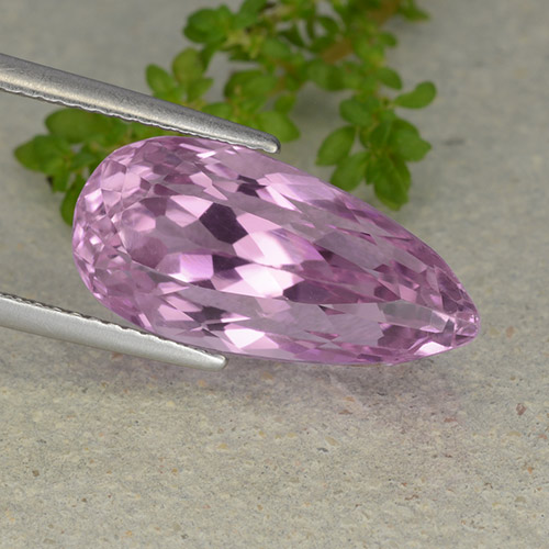Kunzite Rosa viola reale molto chiaro naturale da 11.23 ct, Forma a pera, VS
