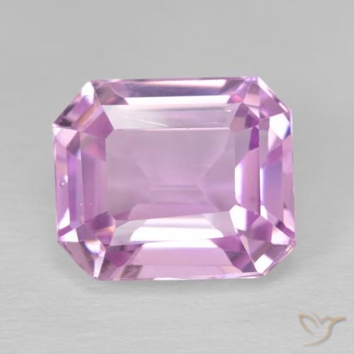 Kunzite naturale rosa da 11,14 ct, taglio smeraldo, VS