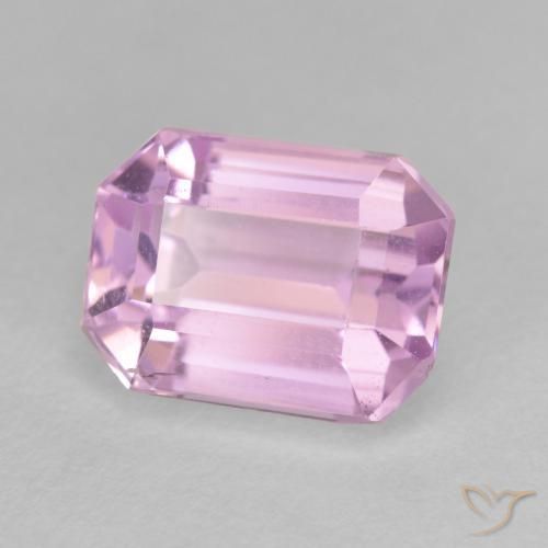 Kunzite naturale rosa da 4,42 ct, taglio smeraldo, VS