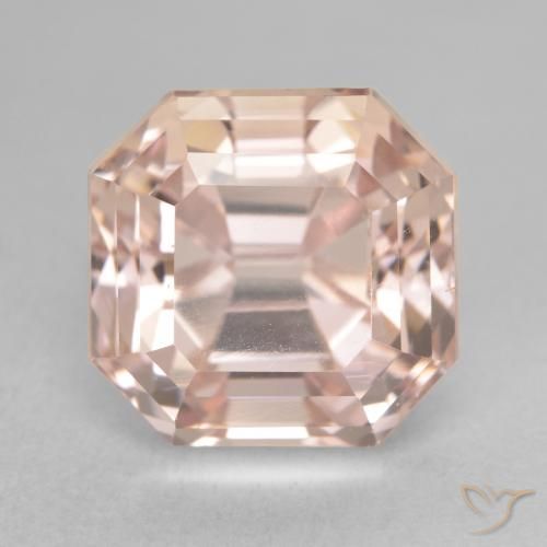 Kunzite Pesca naturale da 10.83 ct, Ottagonale / Taglio smeraldo, VVS-VS