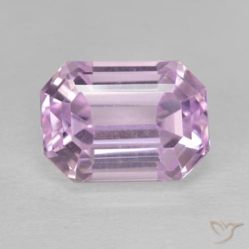 6.77ct Naturale Rosa porpora chiaro reale Kunzite, Taglio smeraldo, VVS-VS