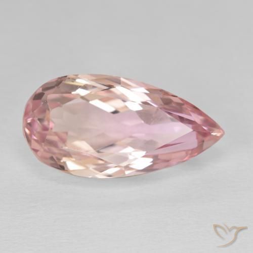 Kunzite Rosa arancio naturale da 11.50 ct, Forma a pera, VVS-VS