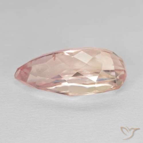 Kunzite Rosa arancio naturale da 11.50 ct, Forma a pera, VVS-VS