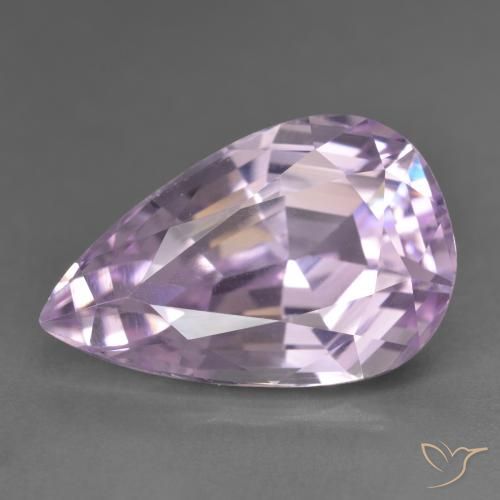 Kunzite Rosa viola naturale da 16.56 ct, Forma a pera, VVS-VS