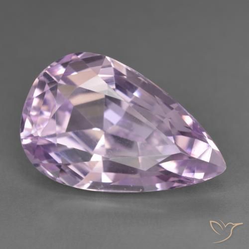 Kunzite Rosa viola naturale da 16.56 ct, Forma a pera, VVS-VS