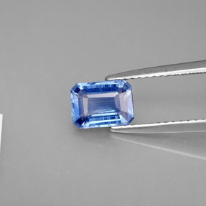 Cianite naturale blu da 1,28 ct, taglio smeraldo, VS-SI