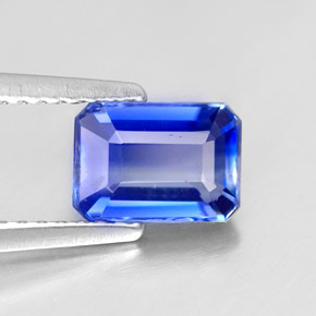 Cianite naturale blu da 1,34 ct, taglio smeraldo, VS