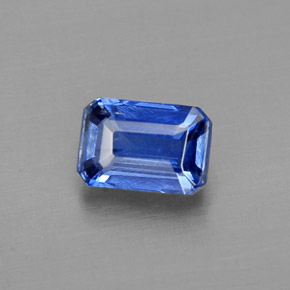 Cianite naturale blu da 0,77 ct, taglio smeraldo, VS