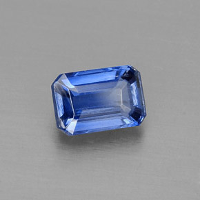 Cianite naturale blu da 0,77 ct, taglio smeraldo, VS