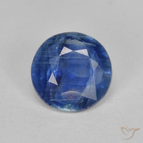 Cianite Blu scuro naturale da 1.25 ct, Taglio rotondo, SI-I1