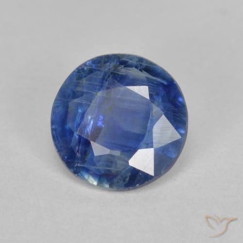 Cianite Blu scuro naturale da 1.25 ct, Taglio rotondo, SI-I1