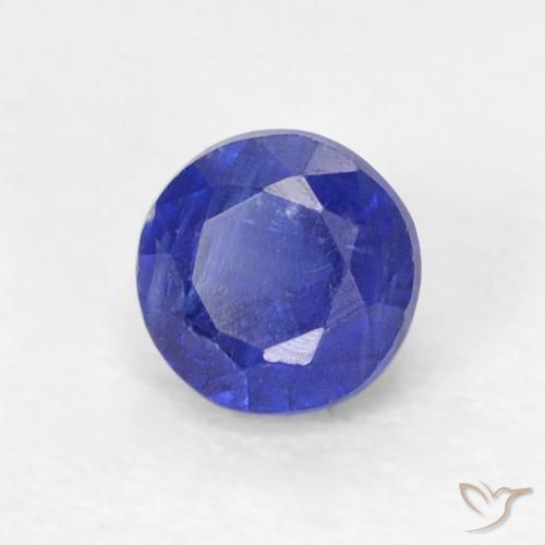 Cianite Blu Navy Intenso naturale da 0.34 ct, Rotondo, VVS-VS