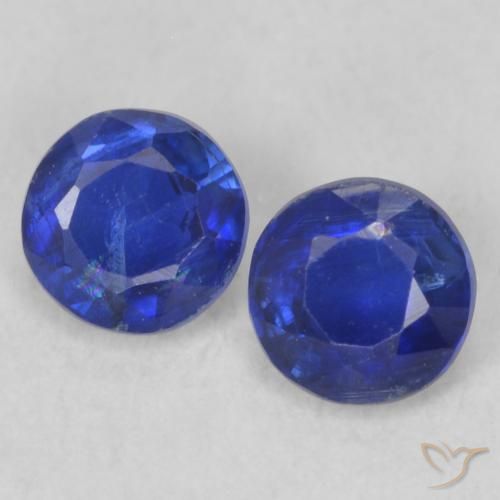 0.53ctw Naturale Blu scuro Cianite, Rotondo, VS-SI