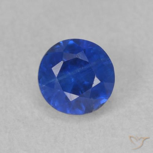 0.51ct Naturale Blu profondo azzurro Cianite, Rotondo, SI