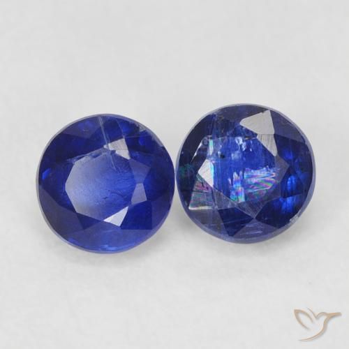 0.96ctw Naturale Blu scuro Cianite, Rotondo, VS-SI