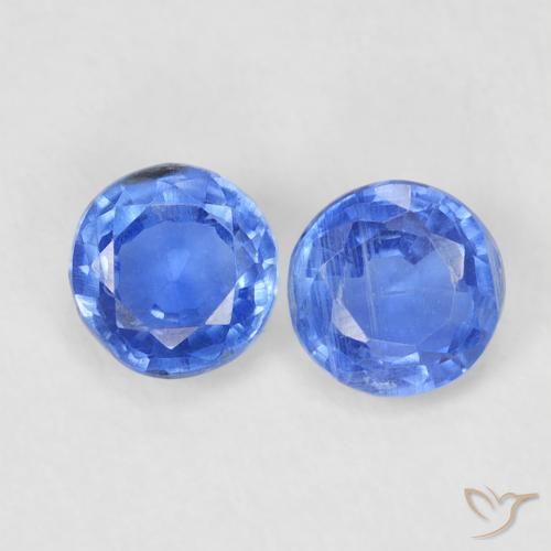 0.73ctw Naturale Blu navy medio Cianite, Rotondo, VS-SI