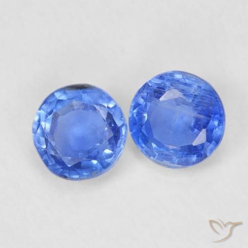 Gemme di Cianite Blu navy medio naturale da 0.73 ct, Rotondo, VS-SI