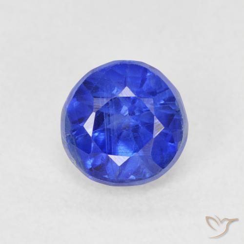 0.86ct Naturale Blu profondo azzurro Cianite, Rotondo, SI