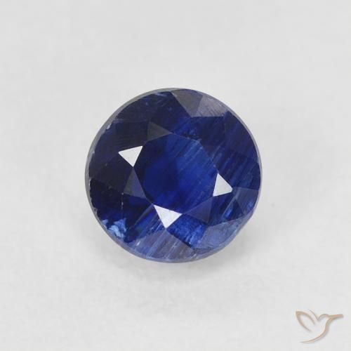 0.80ct Naturale Blu scuro Cianite, Rotondo, SI