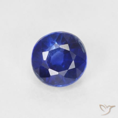 0.45ct Naturale Blu Navy Intenso Cianite, Rotondo, VS-SI
