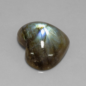 Labradorite naturale multicolore da 11,96 ct, a forma di cuore, traslucido