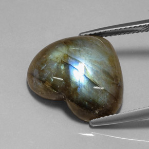 Labradorite naturale multicolore da 11,96 ct, a forma di cuore, traslucido