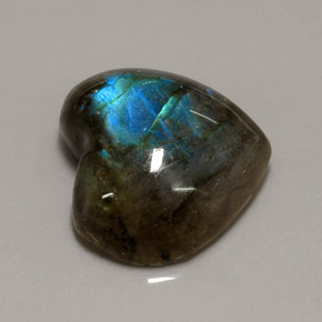 Labradorite naturale multicolore da 13,50 ct, a forma di cuore, traslucido