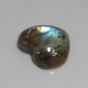 Labradorite naturale multicolore da 11,69 ct, a forma di cuore, traslucido