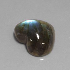 Labradorite naturale multicolore da 13,91 ct, a forma di cuore, traslucido